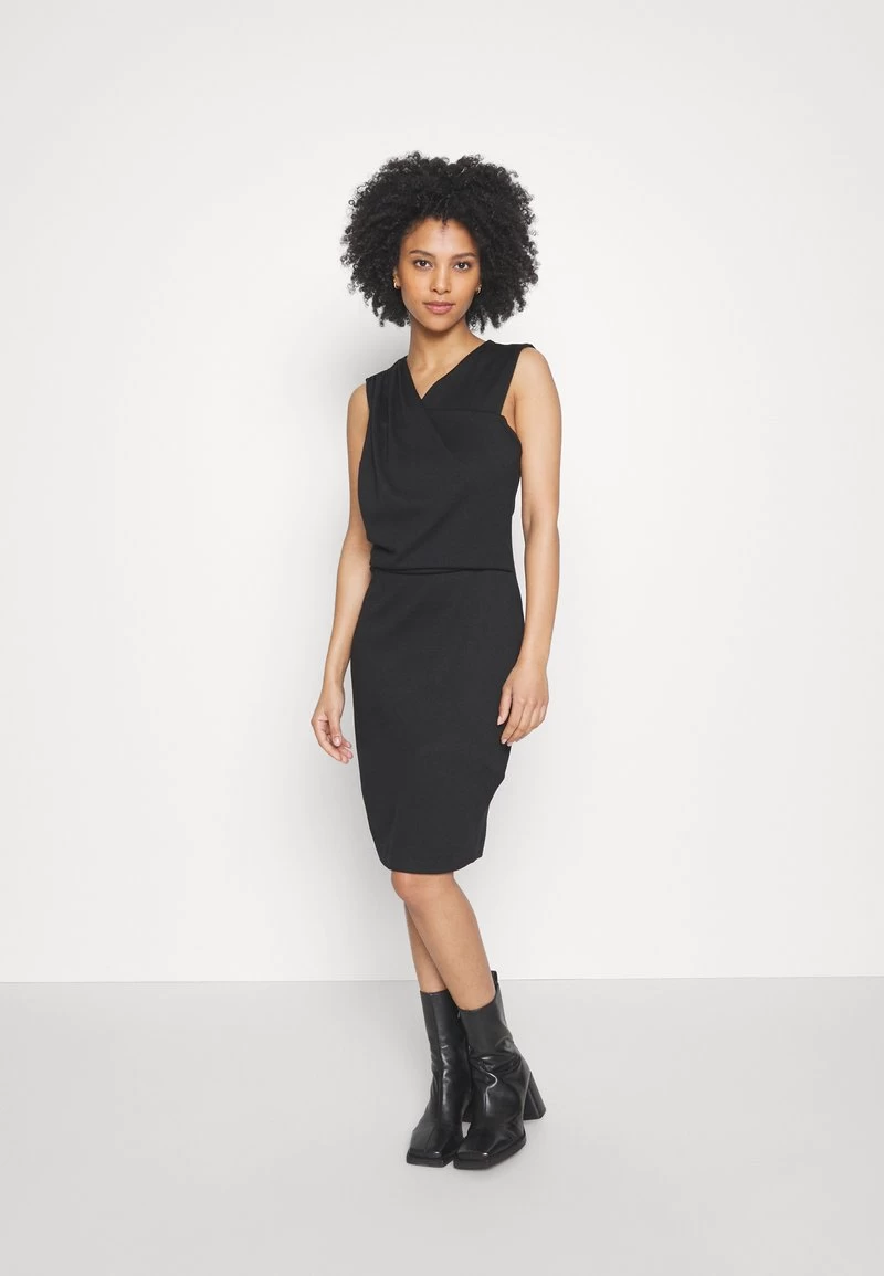 DRAPPED NECKLINE SMART BODYCON SLEEVELESS MINI DRESS - Jerseykleid - Black 1 DRAPPED NECKLINE SMART BODYCON SLEEVELESS MINI DRESS - Jerseykleid - Black