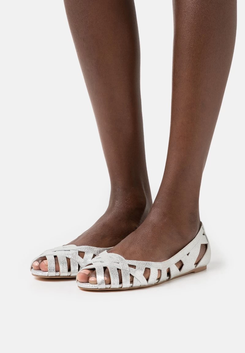 Anna Field LEATHER - Peeptoe Ballerina - Silver 1 Anna Field LEATHER - Peeptoe Ballerina - Silver