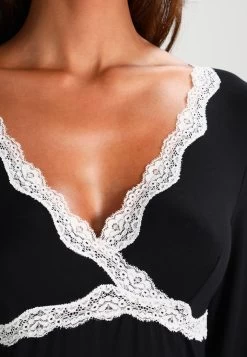 Anna Field HEIDI LONG SLEEVES VISCOSE NIGHTDRESS - Nachthemd - Black -Anna Field 9cbb26f39b384778a8a395532fe9436b