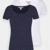 Anna Field 2ER PACK - T-Shirt Print - Navy/white