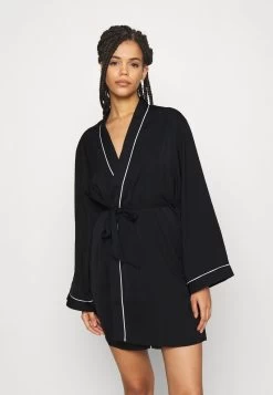 Anna Field AMANDA SATIN DRESSING GOWN - Bademantel - Black