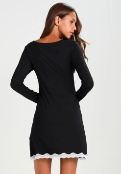 Anna Field HEIDI LONG SLEEVES VISCOSE NIGHTDRESS - Nachthemd - Black -Anna Field dbbb3ef60df3468092f7b21fde501e66