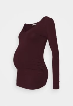 V NECK BASIC LONG SLEEVE TOP - Langarmshirt - Bordeaux